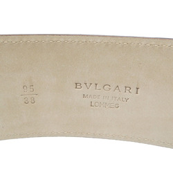 BVLGARI 95/38 Leather Metal Dark Brown Gold Belt