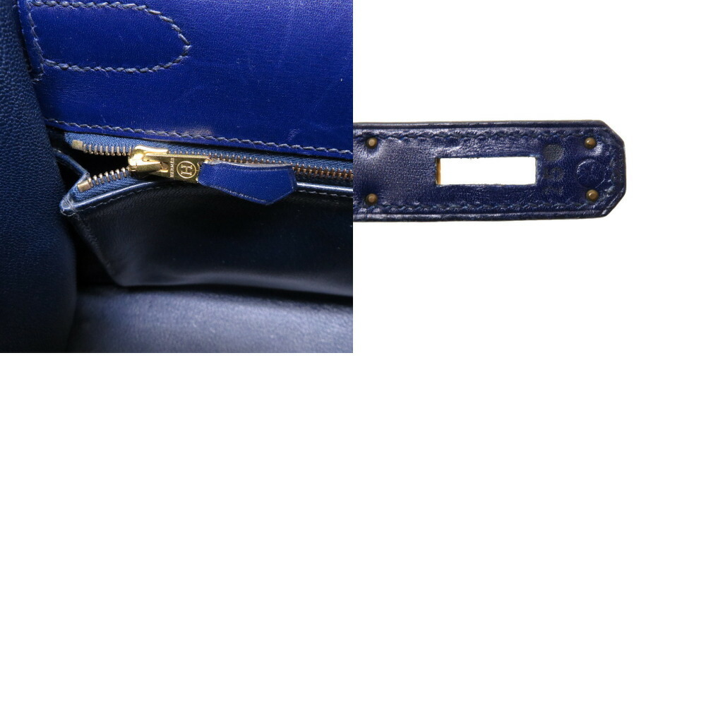 Hermes Kelly 32 Outer sewing box calf blue Roy 〇Y stamped handbag