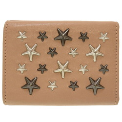 Jimmy Choo Star Studded Leather Pink Beige Trifold Wallet