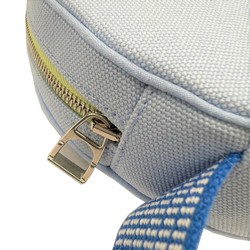 HERMES Hermes Shoulder Bag Circus Blue Embroidered Canvas Silver Metal Fittings Round Circle Mini Kids Women's Embroidery