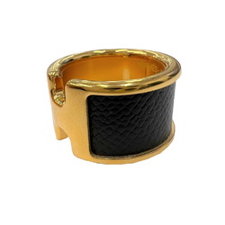 HERMES Hermes Olympe GM Ring Gold Hardware H Logo Black S Size Accessories  Men's Women's New | eLADY Globazone