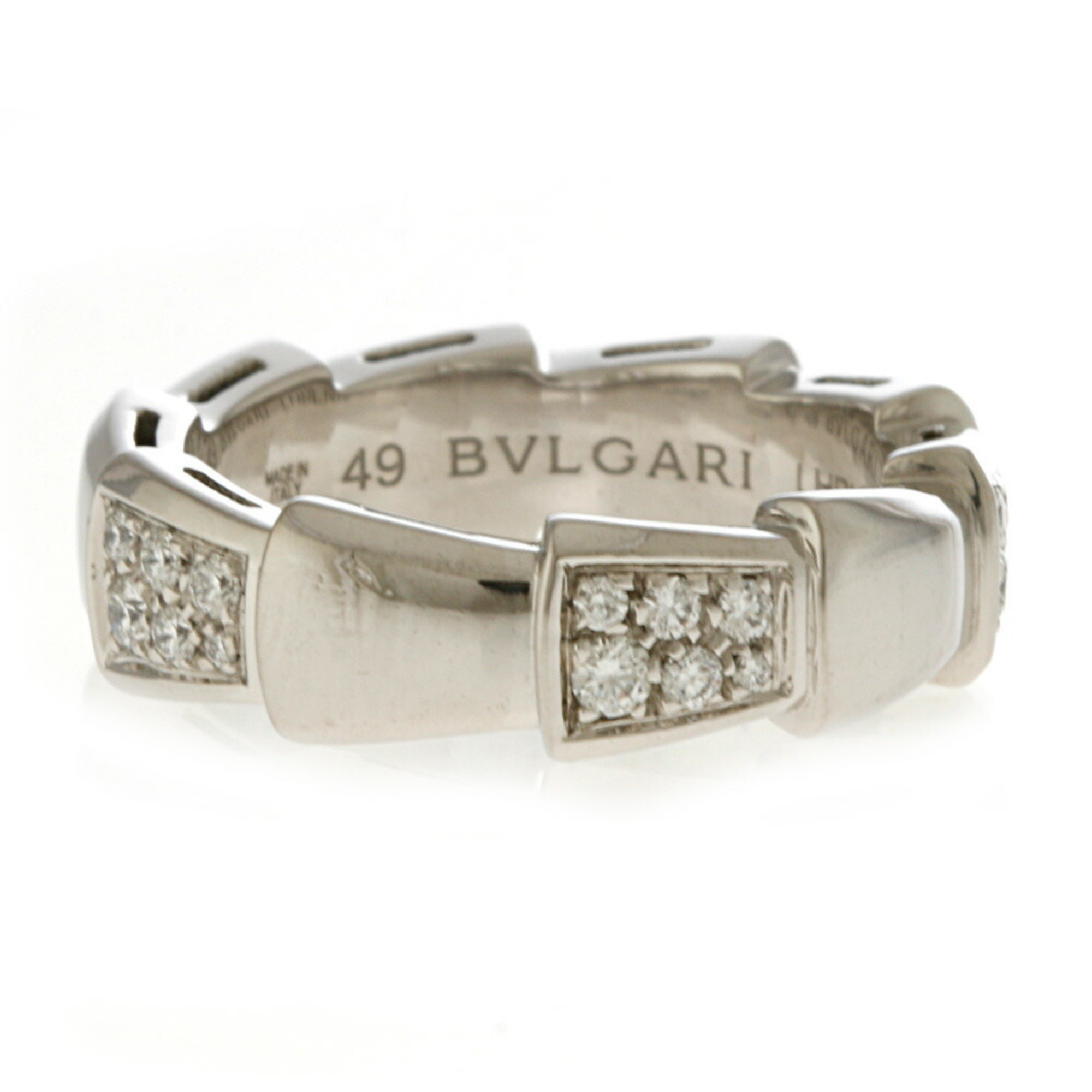 Bvlgari BVLGARI Serpenti Viper Ring No. 9 K18 White Gold Diamond Women's