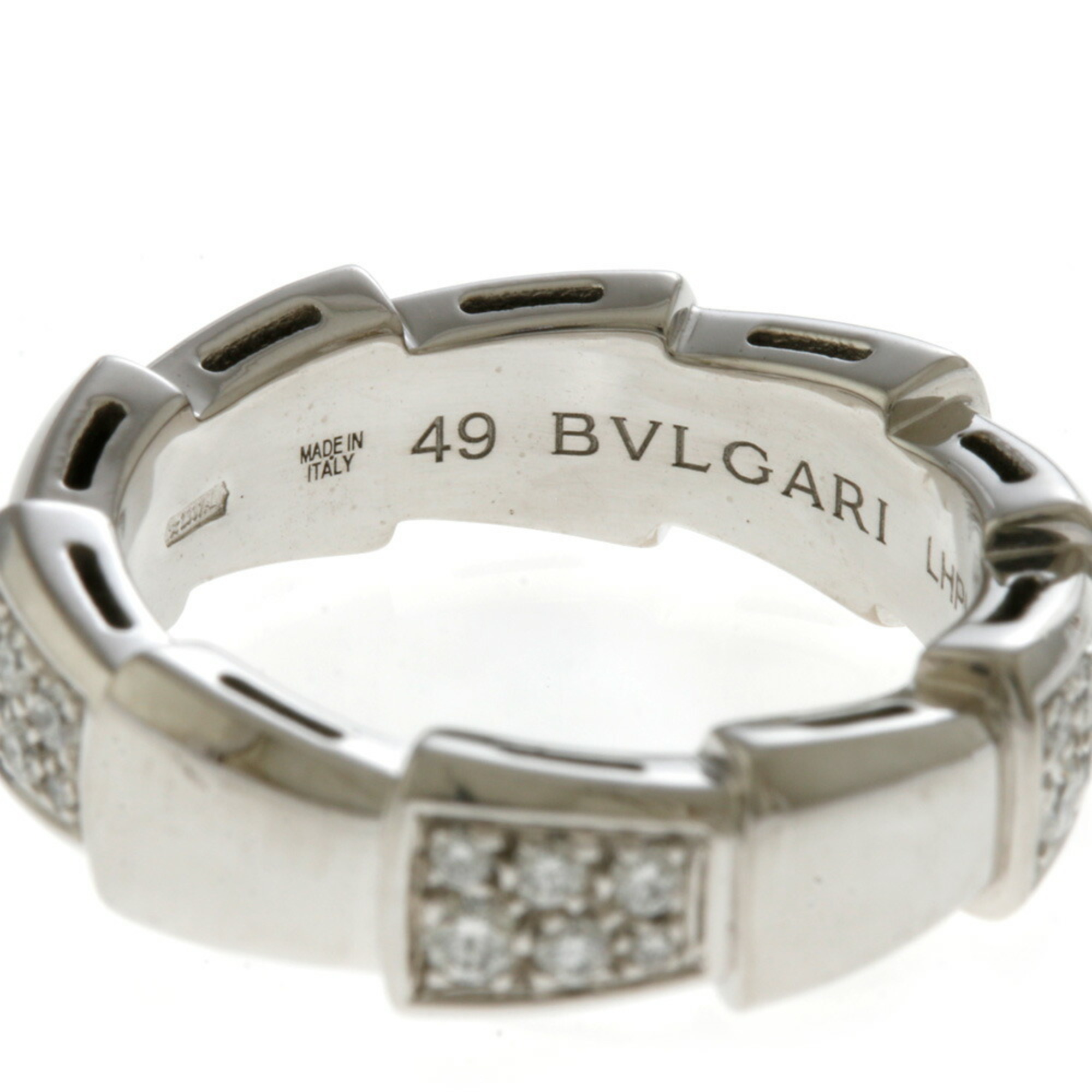 Bvlgari BVLGARI Serpenti Viper Ring No. 9 K18 White Gold Diamond Women's