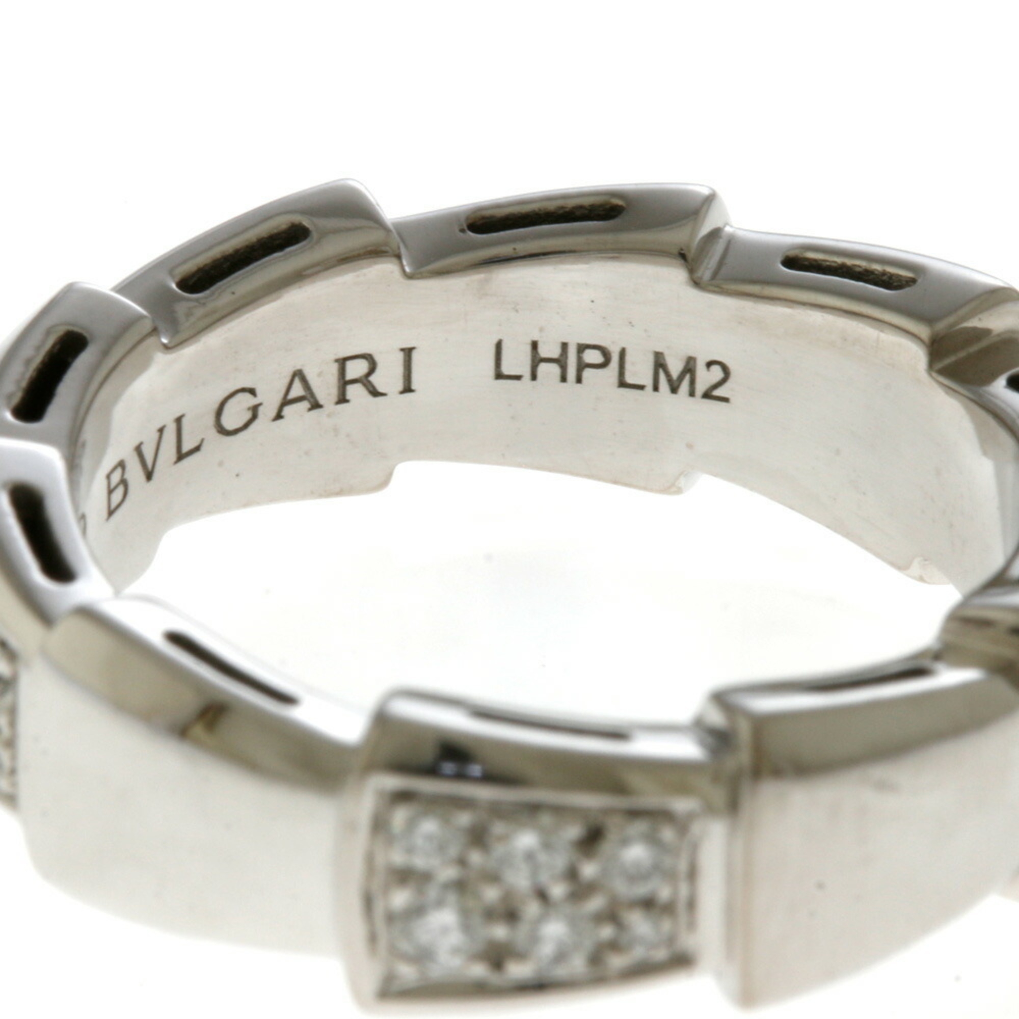Bvlgari BVLGARI Serpenti Viper Ring No. 9 K18 White Gold Diamond Women's