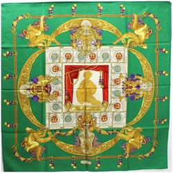 Hermes Silk Scarf Carre 90 "HOMMAGE A CHARLES GARNIER" tribute to Charles Garnier Green HERMES | For Women