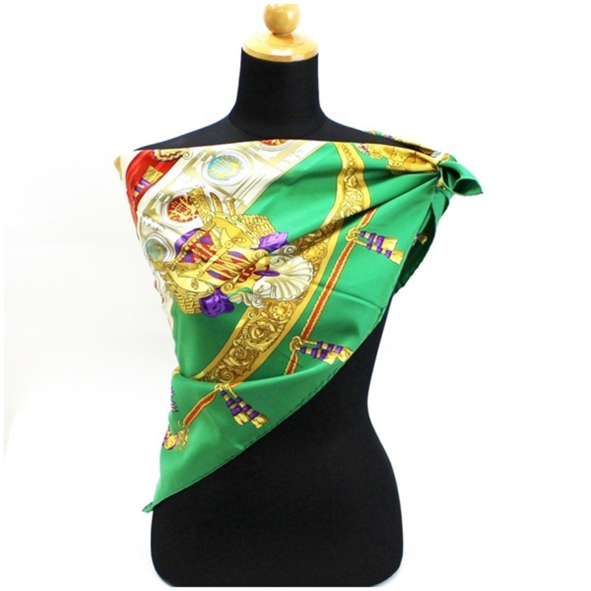 Hermes Silk Scarf Carre 90 "HOMMAGE A CHARLES GARNIER" tribute to Charles Garnier Green HERMES | For Women