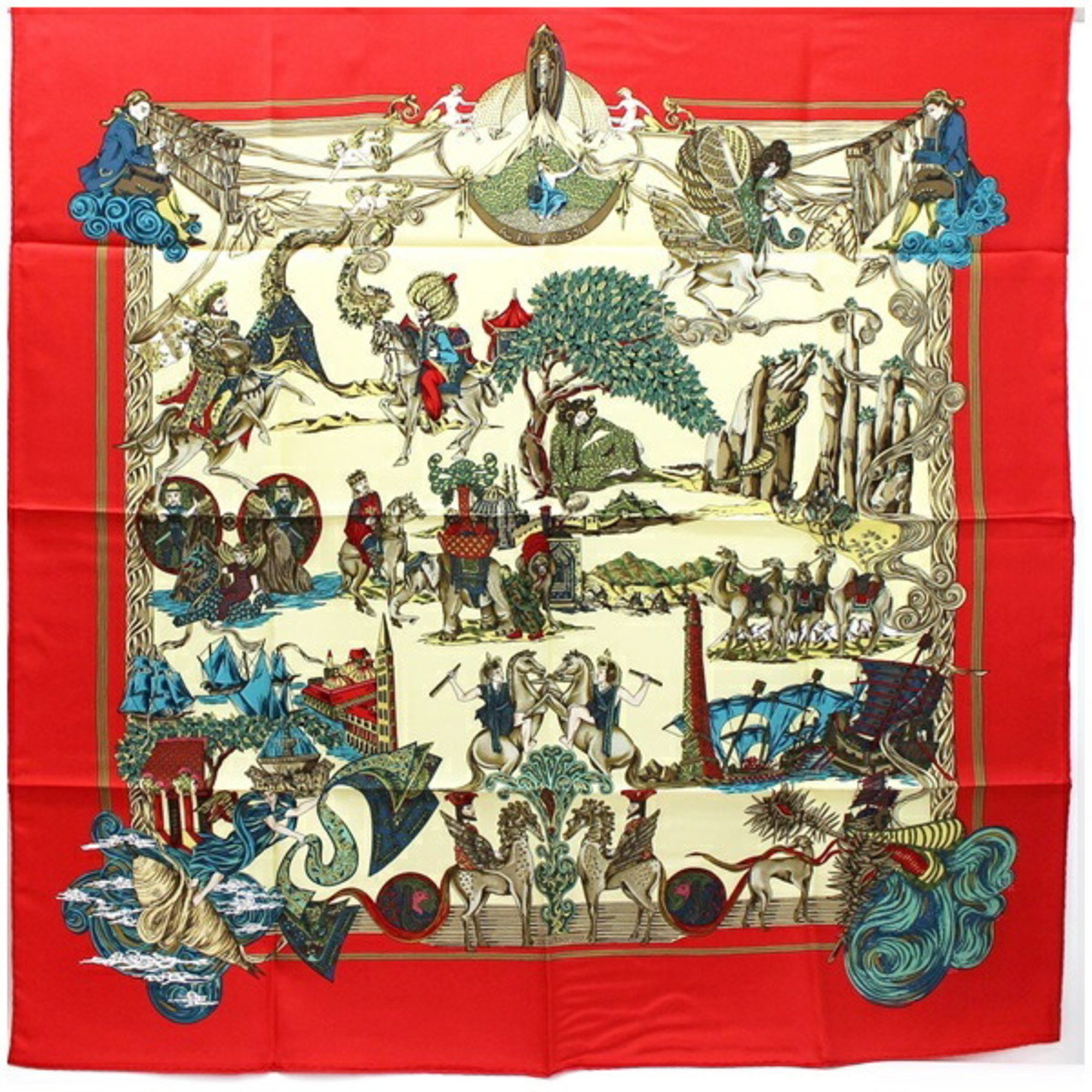 Hermes Silk Scarf Carre 90 Au FIL dela SOIE (As Threads Go) Red HERMES | Ladies Paper