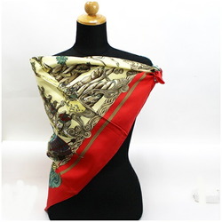 Hermes Silk Scarf Carre 90 Au FIL dela SOIE (As Threads Go) Red HERMES | Ladies Paper