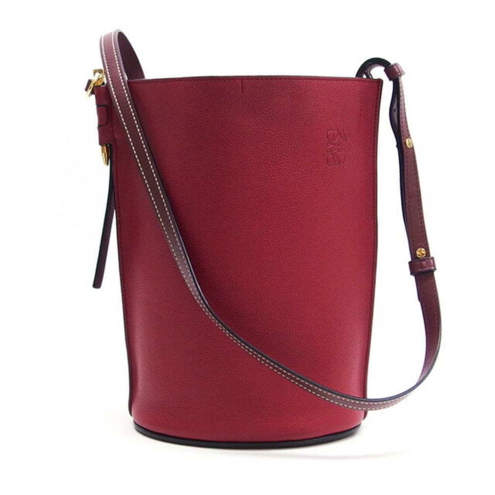 Loewe Gate Bucket Shoulder Bag Leather Red Bordeaux Anagram