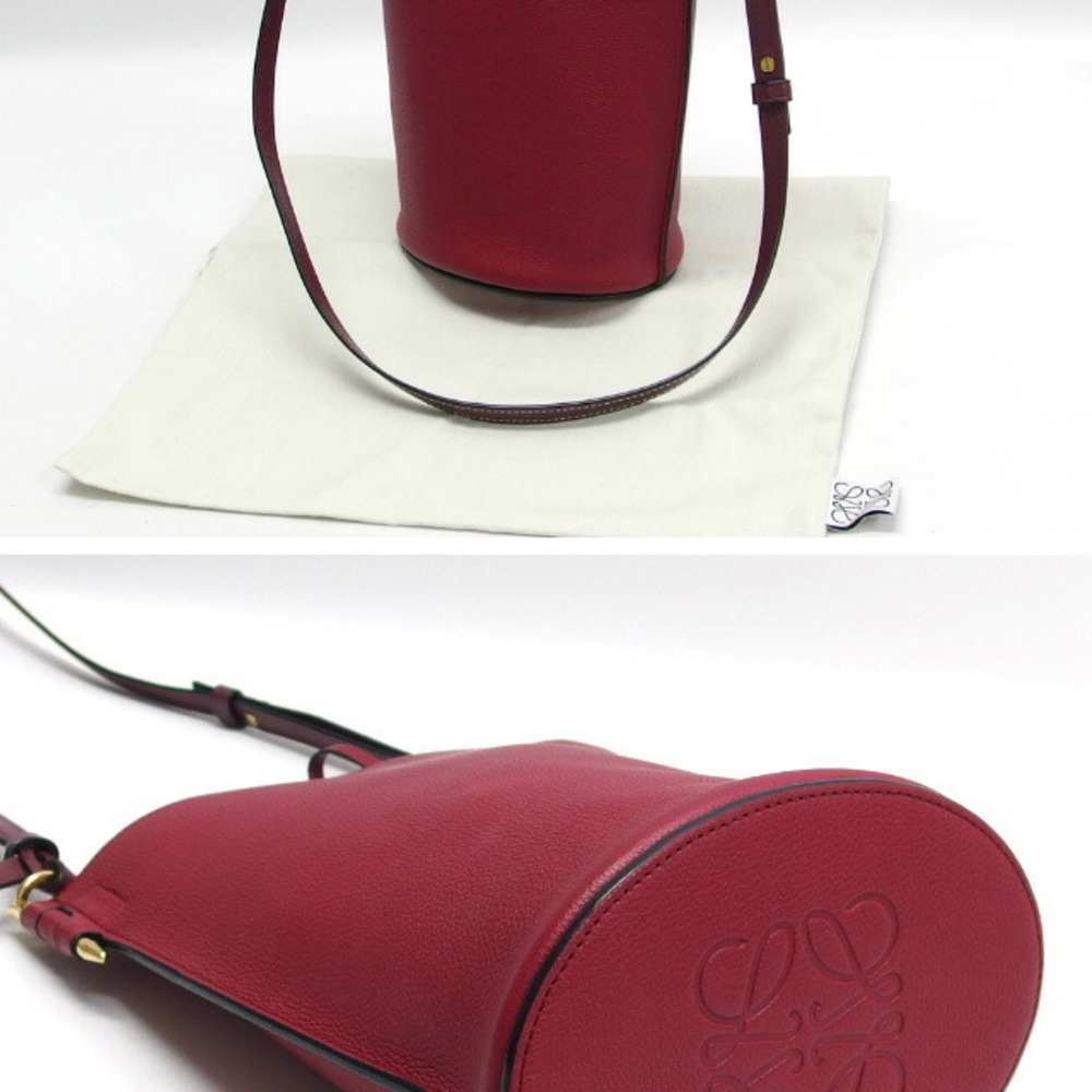 Loewe Gate Bucket Shoulder Bag Leather Red Bordeaux Anagram | eLADY  Globazone