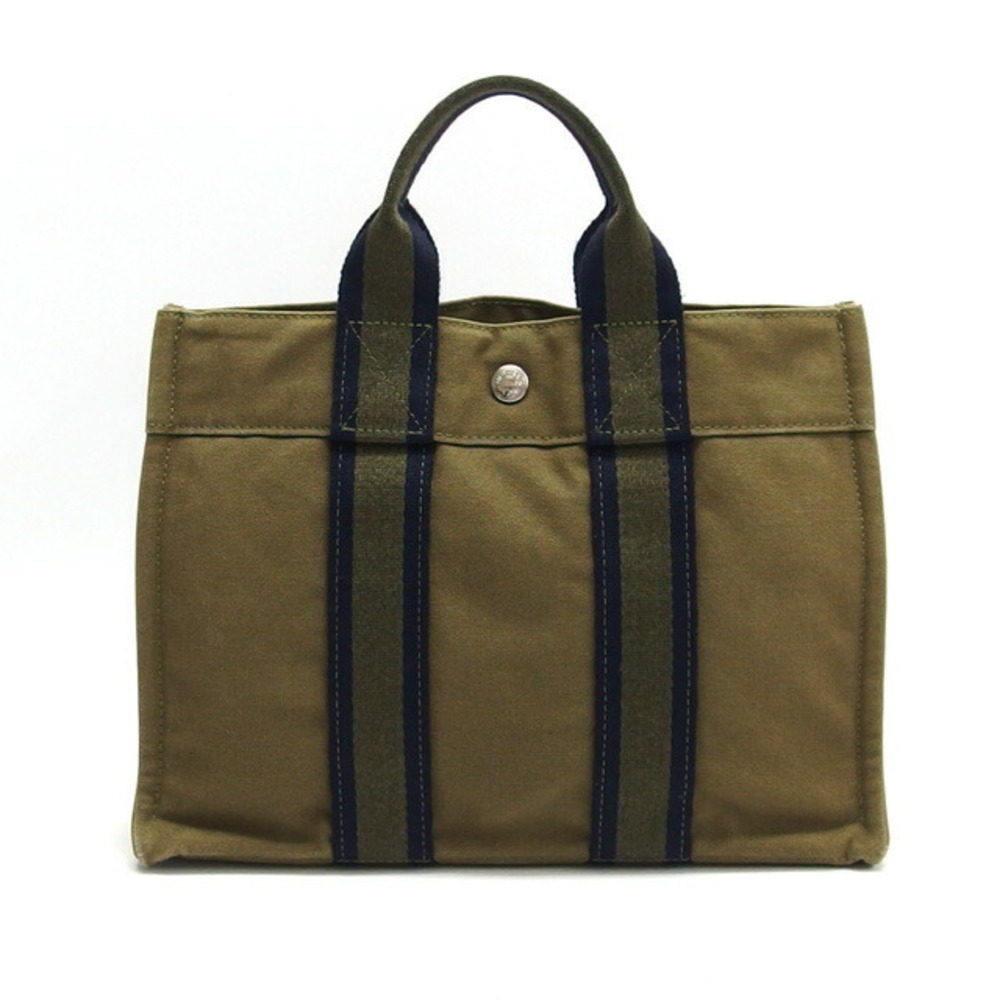 HERMES Green Canvas Fourre Tout PM Tote Bag