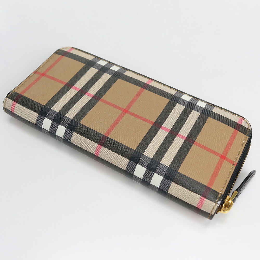 BURBERRY Burberry check long wallet round PVC unisex