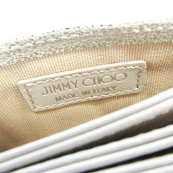Jimmy Choo Tiggy GTR J000060422001 Leather Studded Card Case Metallic Gold