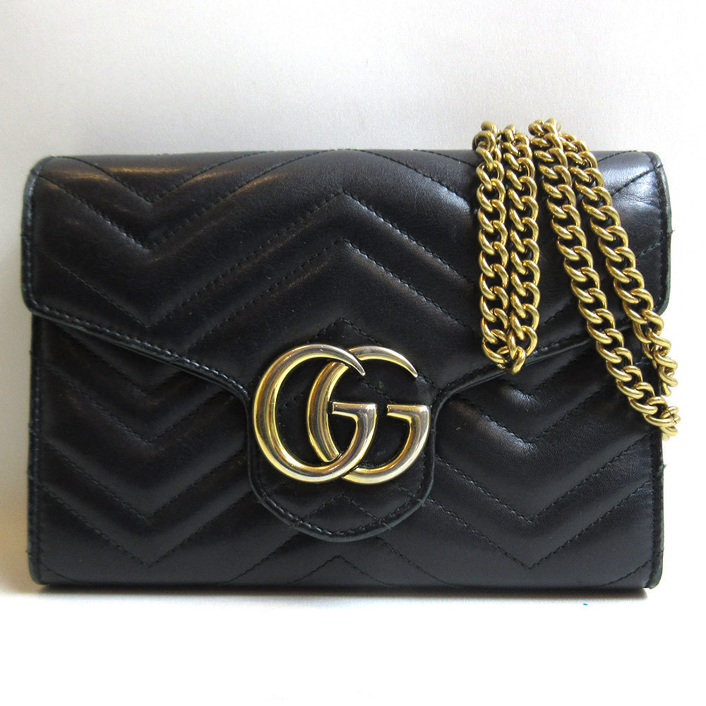 GG Marmont chain wallet in black leather