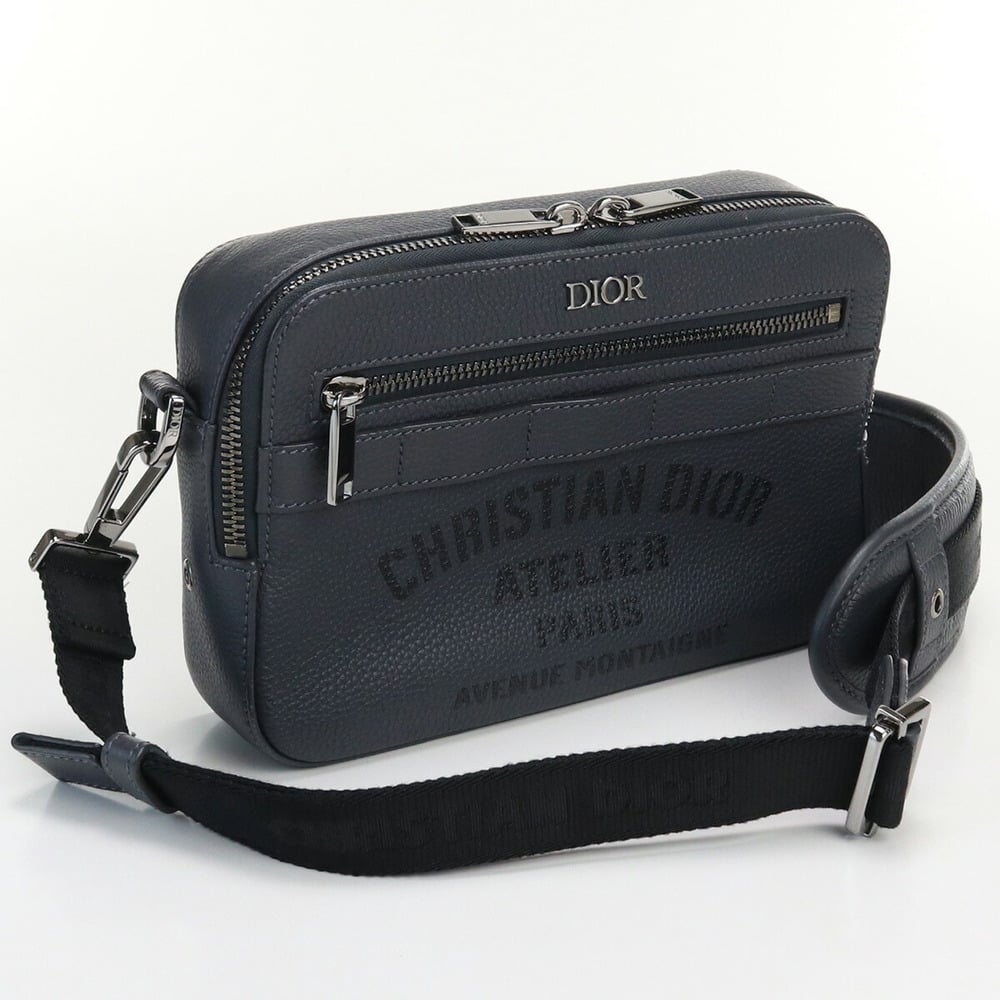 Christian Dior Montaigne Avenue Leather Shoulder Bag Black