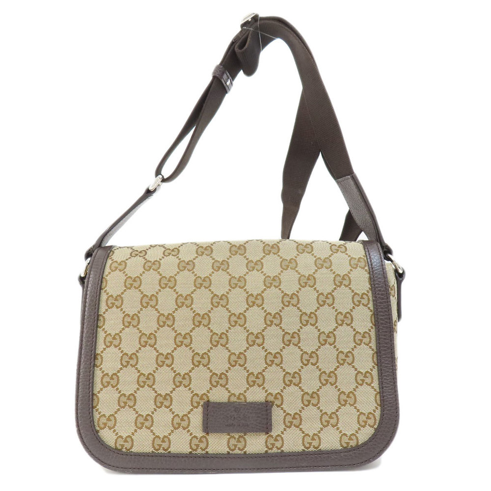 Gucci GG Leather Shoulder Crossbody Messenger Bag Very Good 