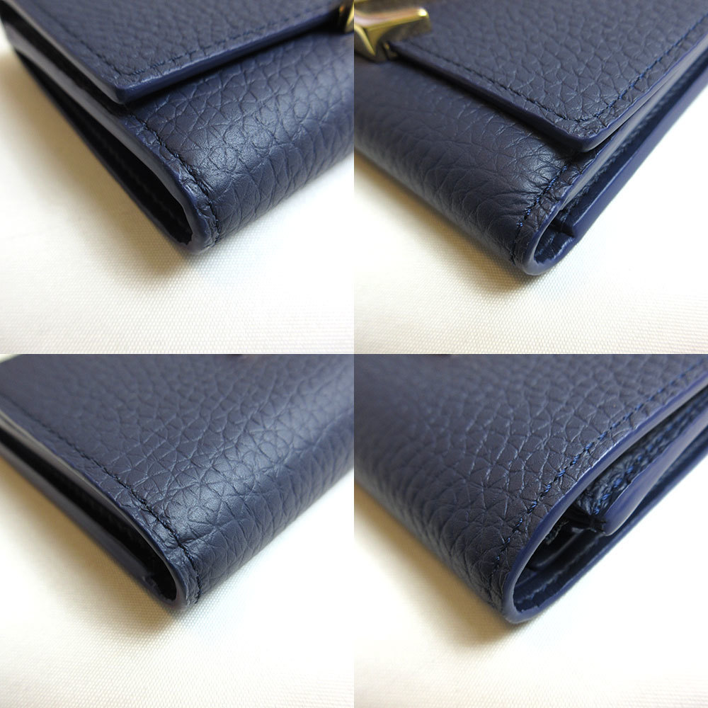 Louis Vuitton M81674 Capucines Compact Maxi Wallet, Navy, One Size