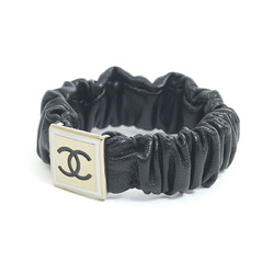 Chanel Hair Rubber Cocomark Scrunchie Leather Black B21B