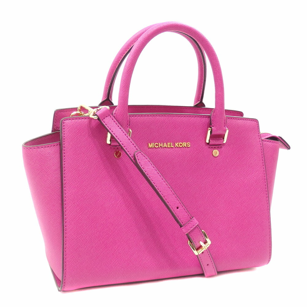 Buy the Michael Kors Fuschia Leather Shoulder Tote Bag