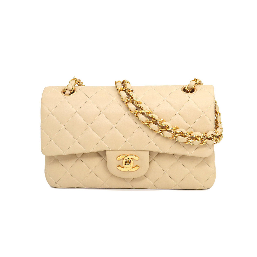 Chanel CHANEL Matelasse 23 Chain Shoulder Bag Leather Beige A01113