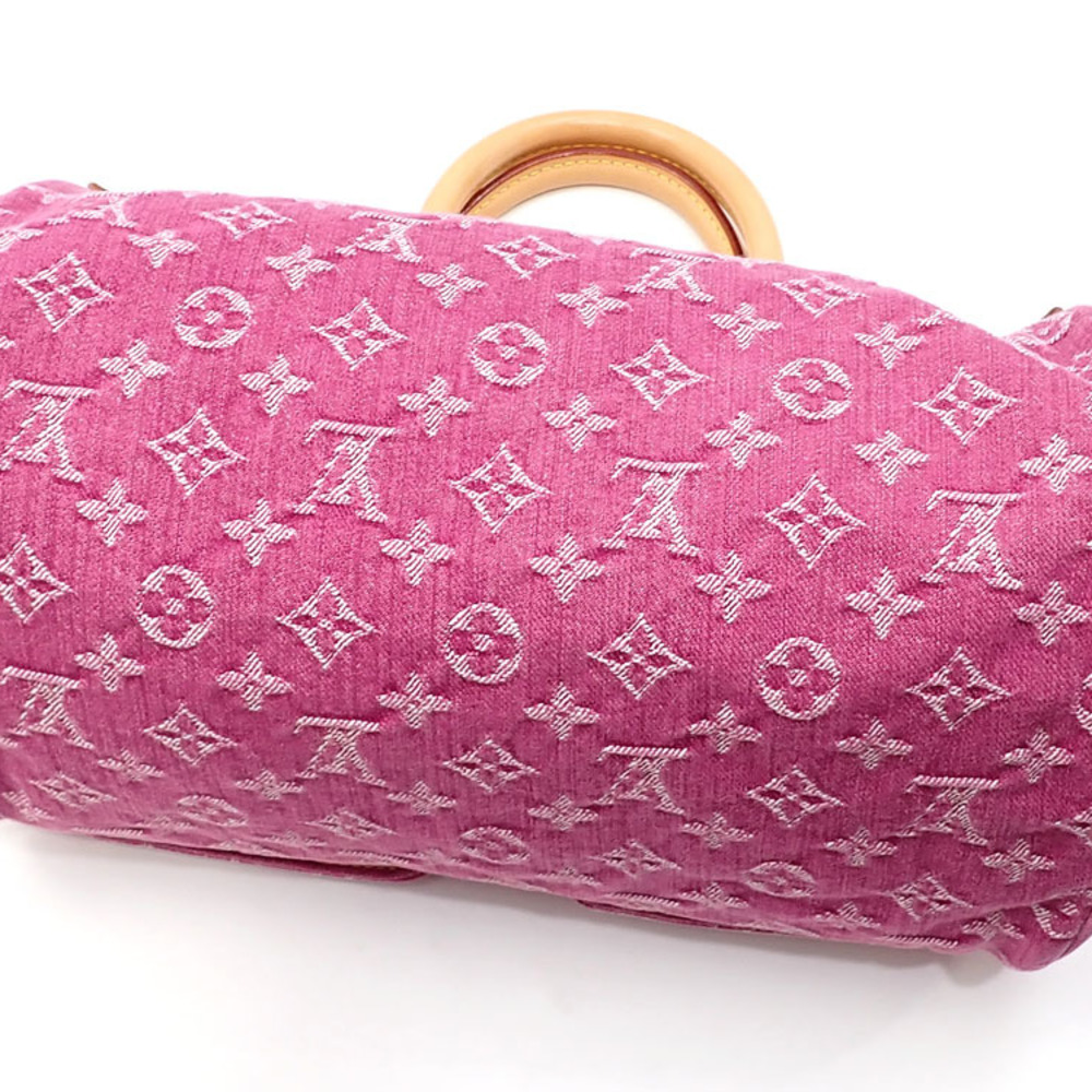 LOUIS VUITTON Neo Speedy Denim Monogram Satchel Bag Pink