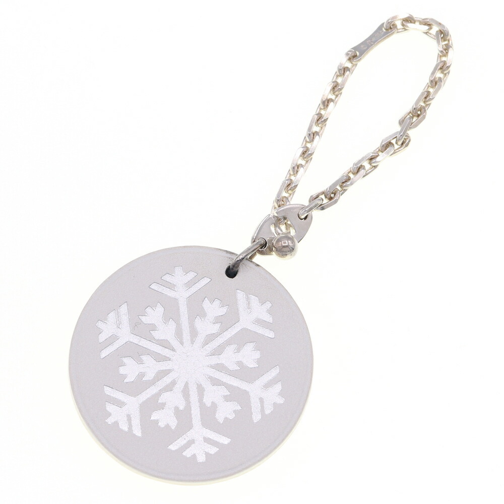 Hermes Bag Charm Snowflake White SV Sterling Silver 925 Leather Keychain  Women's HERMES | eLADY Globazone
