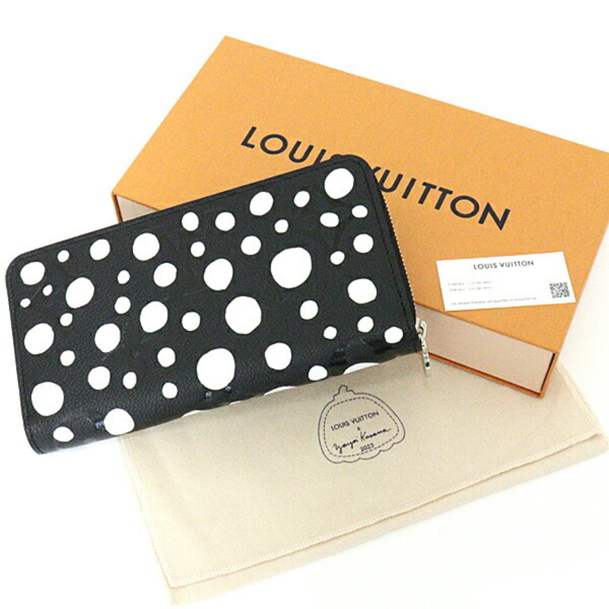 LOUIS VUITTON Louis Vuitton Yayoi Kusama LV x YK Zippy Round Long Wallet M81906 Black White