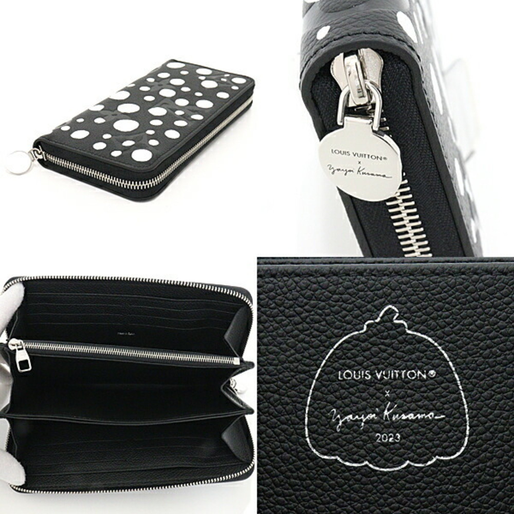 LOUIS VUITTON Louis Vuitton Yayoi Kusama LV x YK Zippy Round Long Wallet M81906 Black White