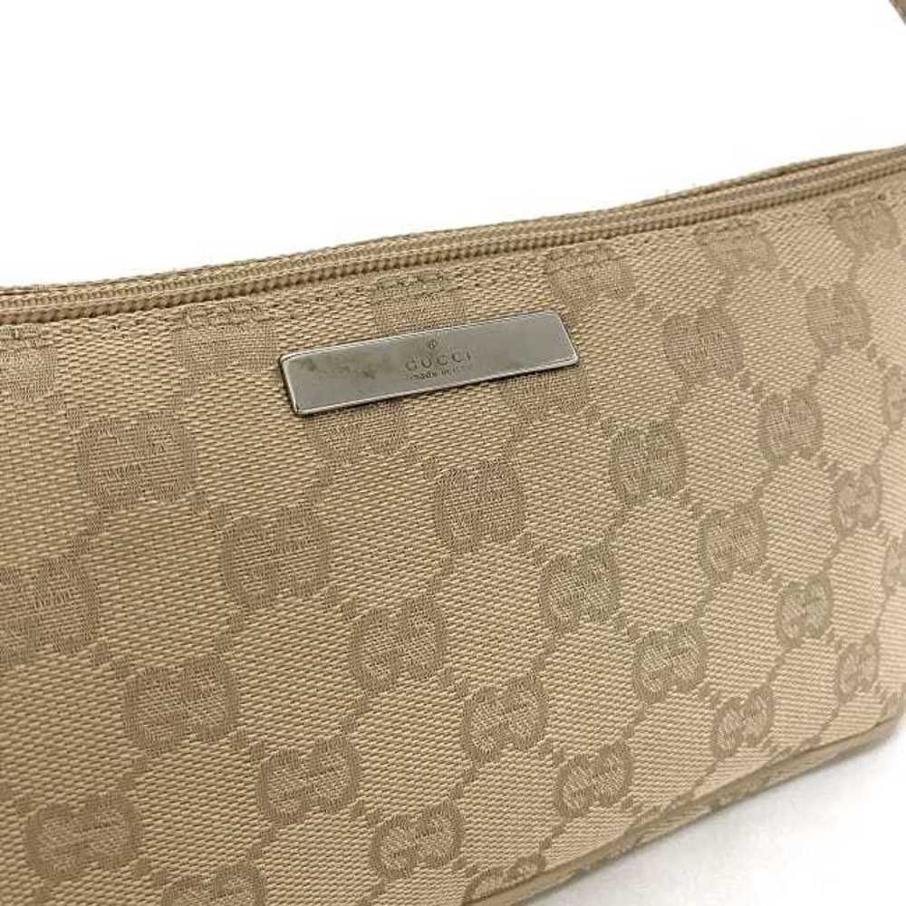 Gucci GG Canvas Handbag 07198 Beige Brown Leather Ladies GUCCI