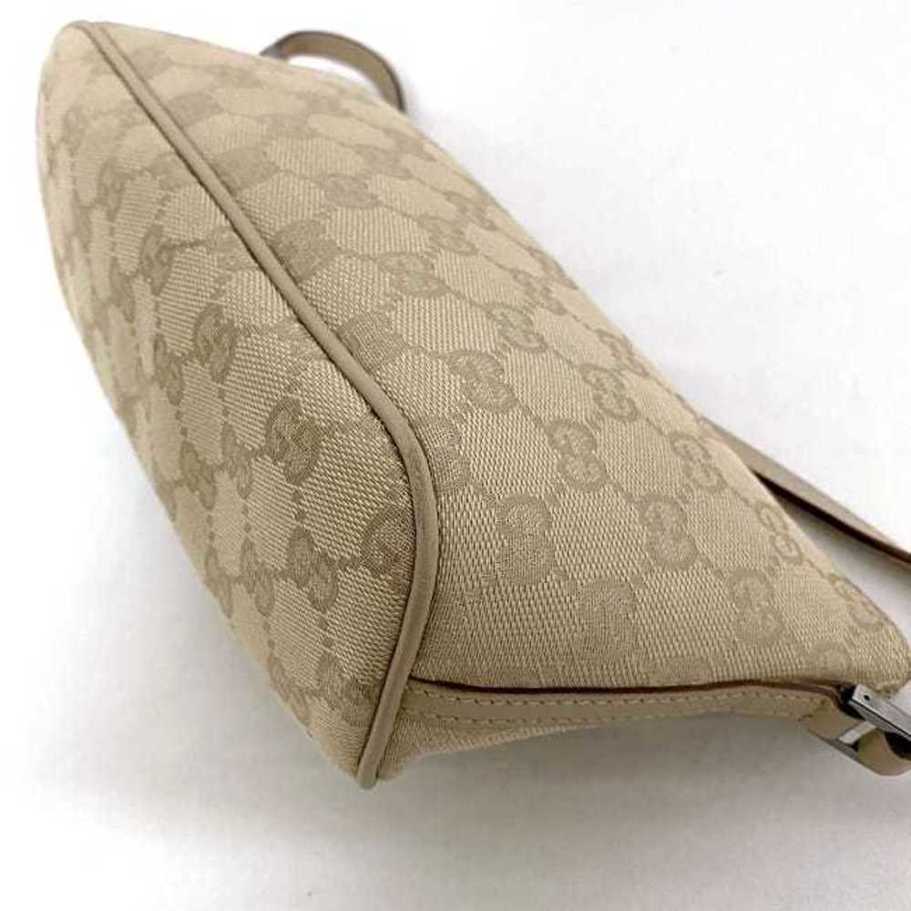 Gucci GG Canvas Handbag 07198 Beige Brown Leather Ladies GUCCI