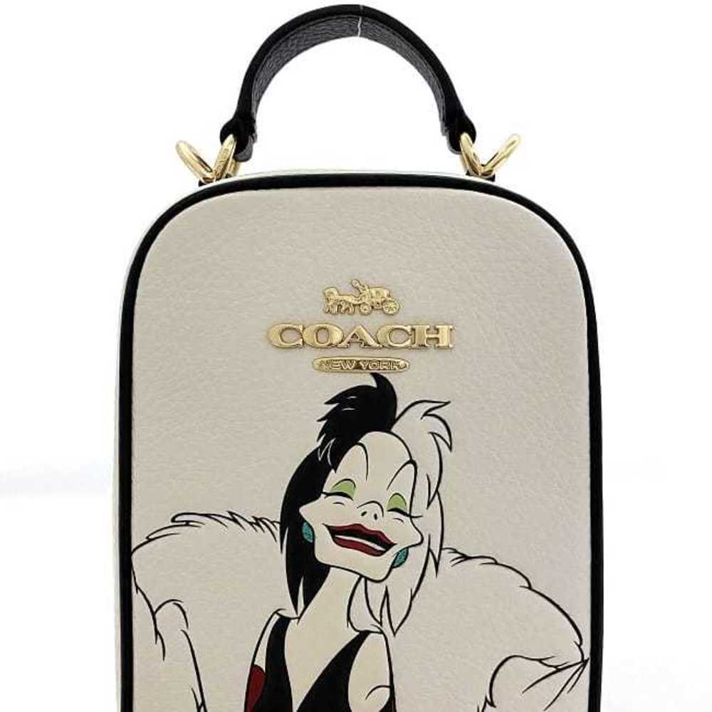 Coach Shoulder Bag White Black Red Disney CC328 Cruella Leather