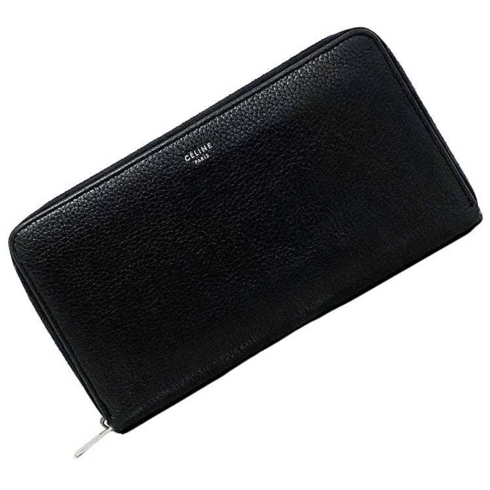 Celine long wallet large zip multifunction black yellow silver