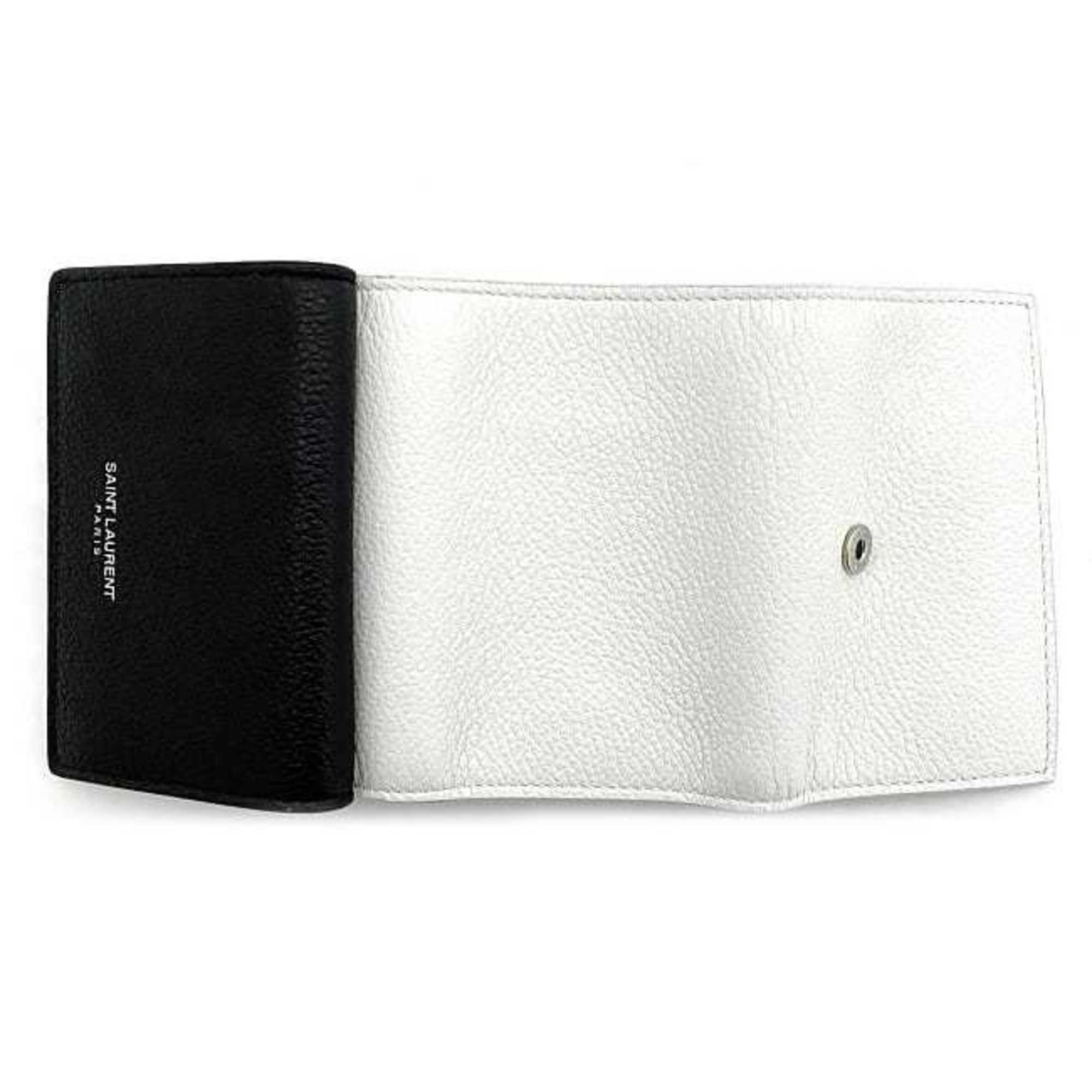 Saint Laurent Trifold Wallet Black White Bicolor 459784 Leather SAINT LAURENT Monotone