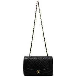 Chanel Chain Shoulder Bag Black Gold Diana A01165 Matrasse 25cm Lambskin CHANEL Single Coco Mark Turnlock Women's Luxury