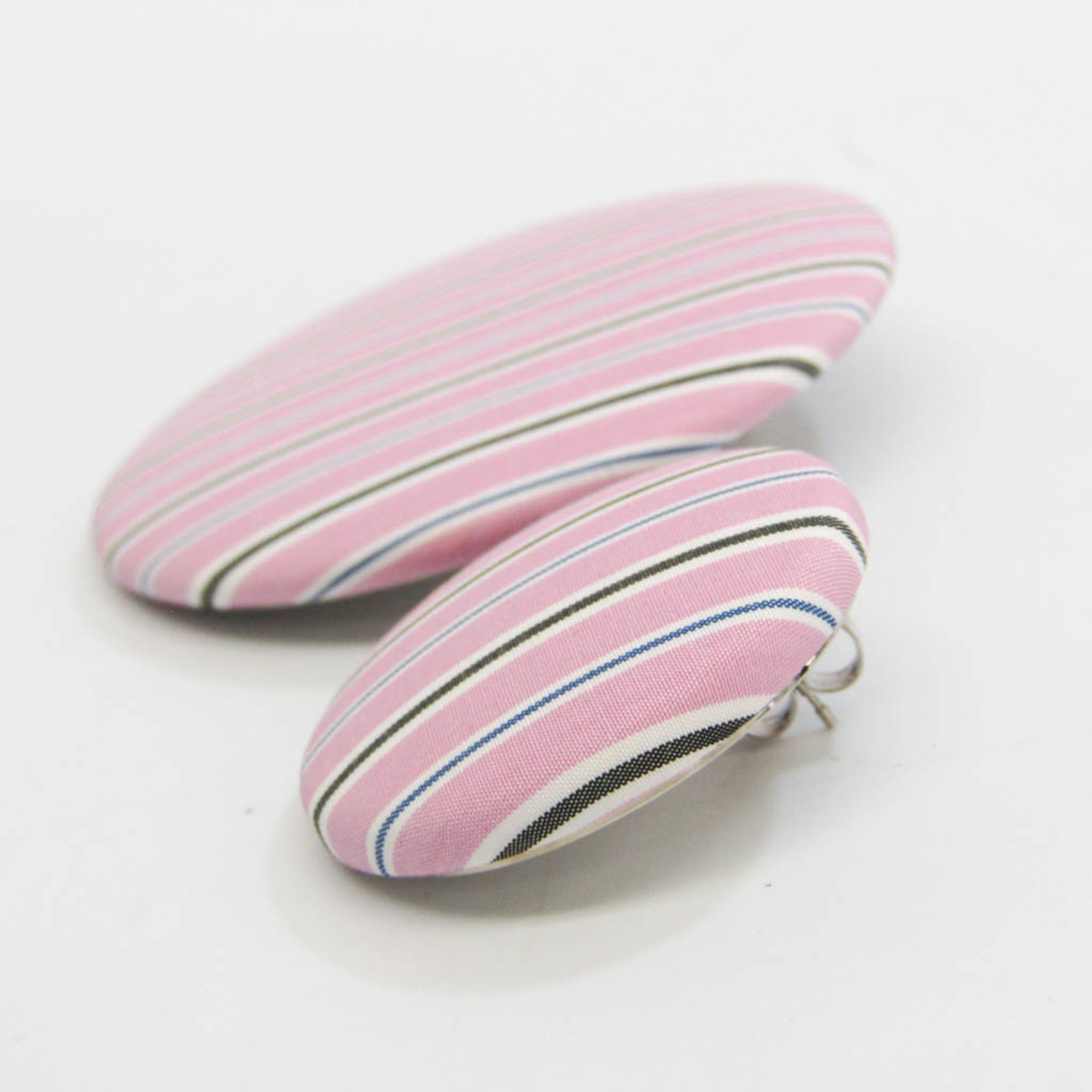 Balenciaga 3 Types Set Cotton Striped Pattern Canvas,Metal Ball Stud Earrings Multi-color,Pink,Silver