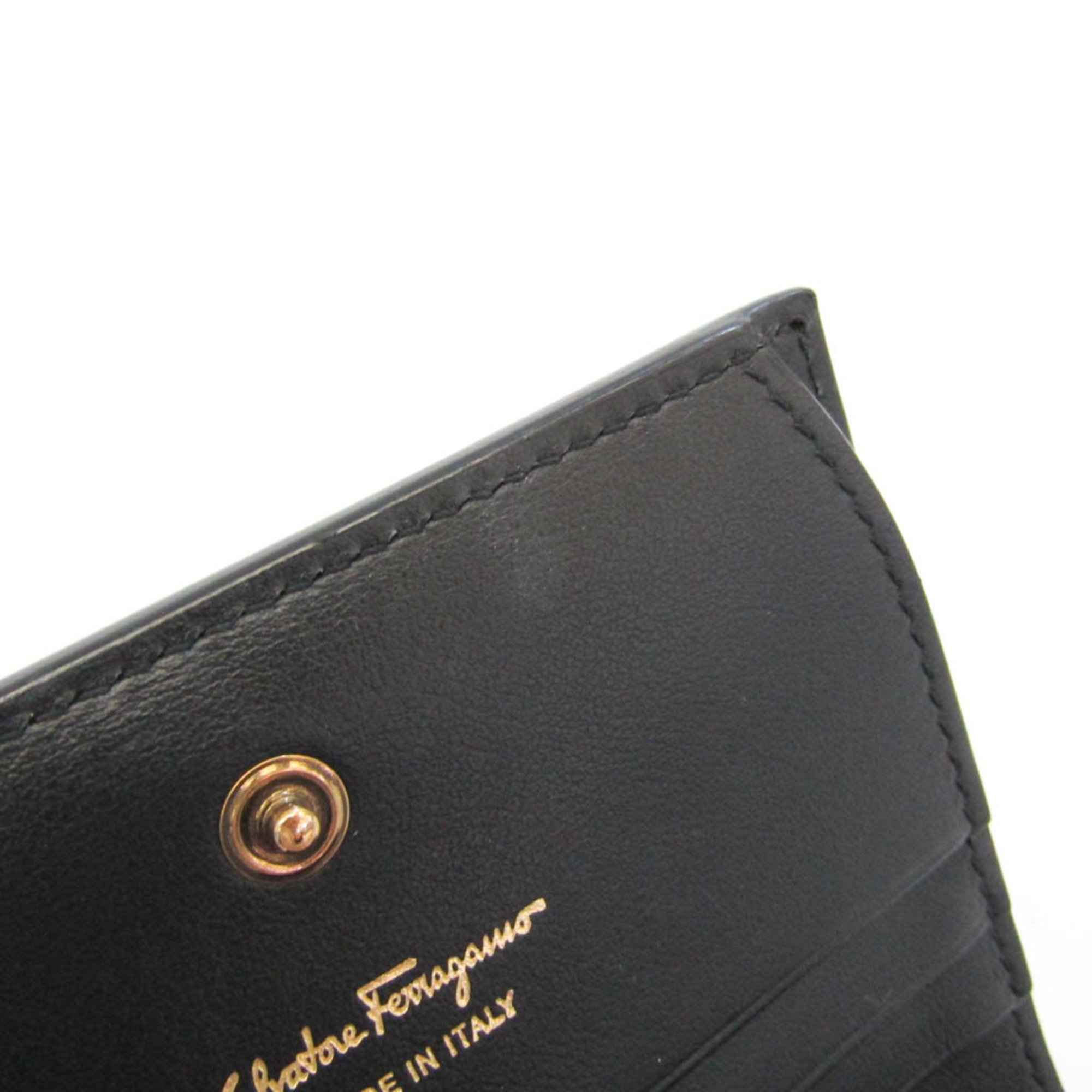 Salvatore Ferragamo Gancini JL22D890 Women's Leather,PVC Wallet (bi-fold) Beige,Black