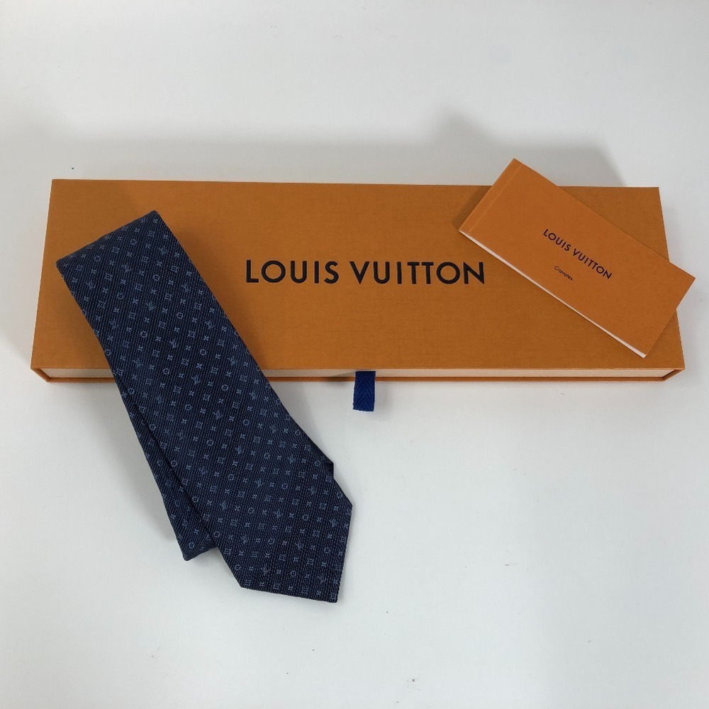 Louis Vuitton tie monogram classic 8CM M70953 silk 100% navy men's