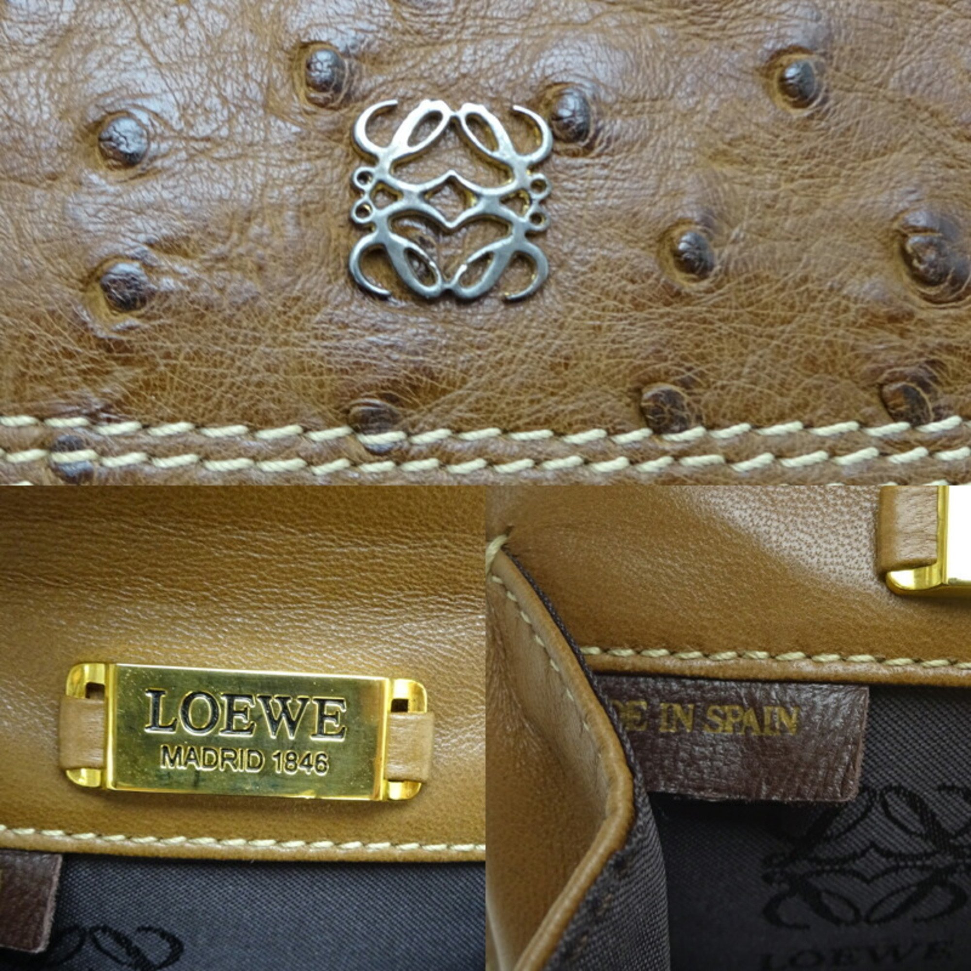 Loewe Shoulder Pouch Women's and Men's Bag Lambskin Brown