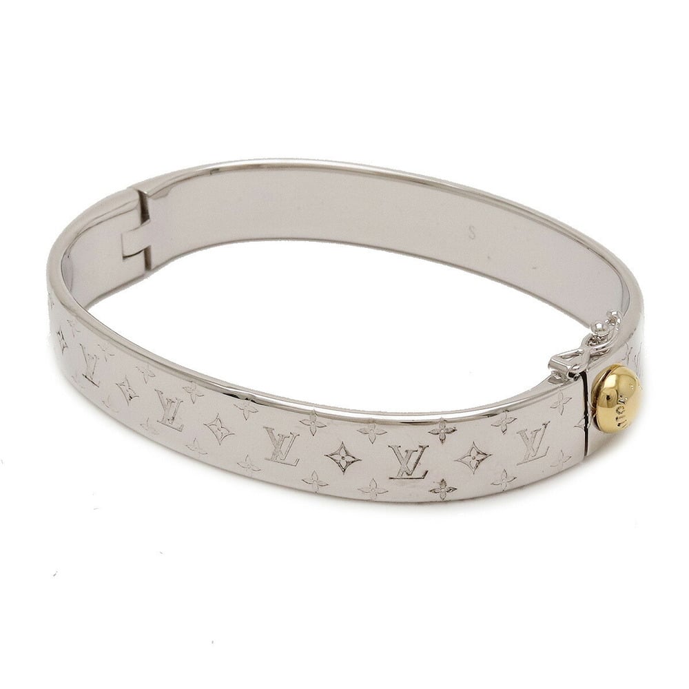 LOUIS VUITTON Louis Vuitton Cuff Nanogram Bangle Bracelet #S S Size Metal  Silver Color M00249