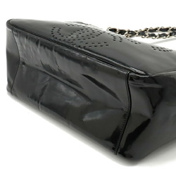 CHANEL Chanel Coco Mark Triple Punching Chain Shoulder Bag Tote Enamel Black  A16275