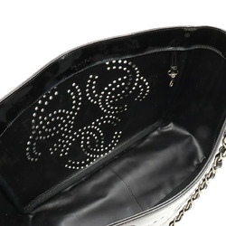 CHANEL Chanel Coco Mark Triple Punching Chain Shoulder Bag Tote Enamel Black  A16275