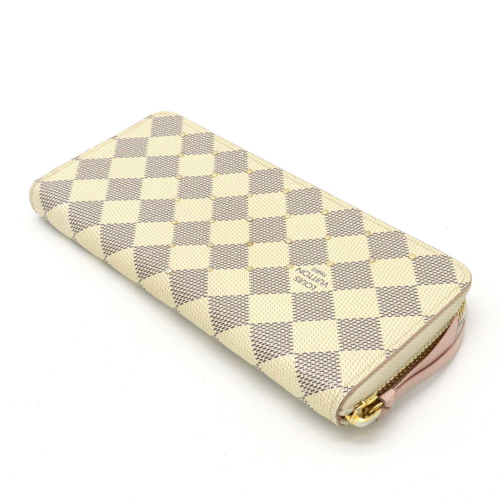 LOUIS VUITTON Louis Vuitton Damier Azur Portefeuille Clemence Studs Round  Long Wallet Rose Ballerine N60252