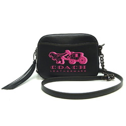Coach Camera Bag Women's Shoulder C0893 Leather Black/Pink