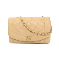 Chanel CHANEL Diana 25 matelasse chain shoulder bag caviar skin beige  A01165 vintage Matelasse Bag