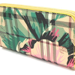 Burberry round long wallet beige multicolor PVC leather check pattern ladies BURBERRY