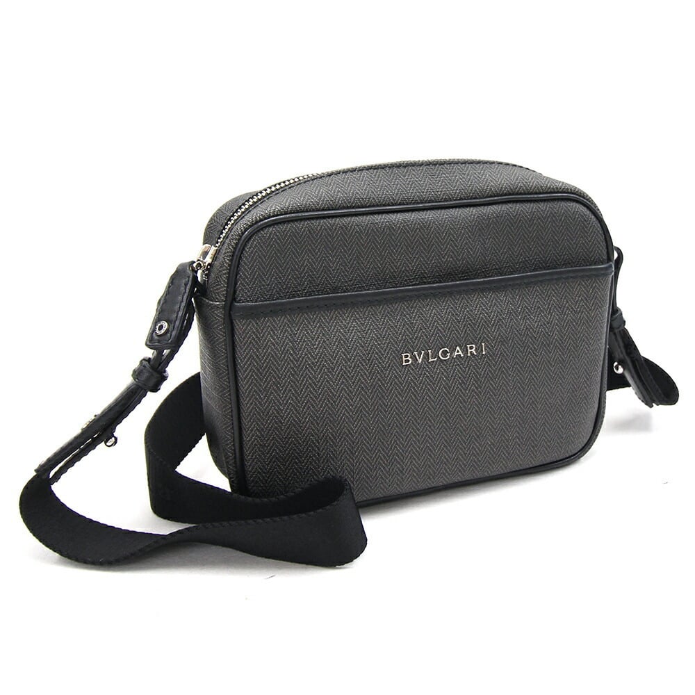 Bulgari Shoulder Bag Weekend 32476 Gray Black Coated Canvas