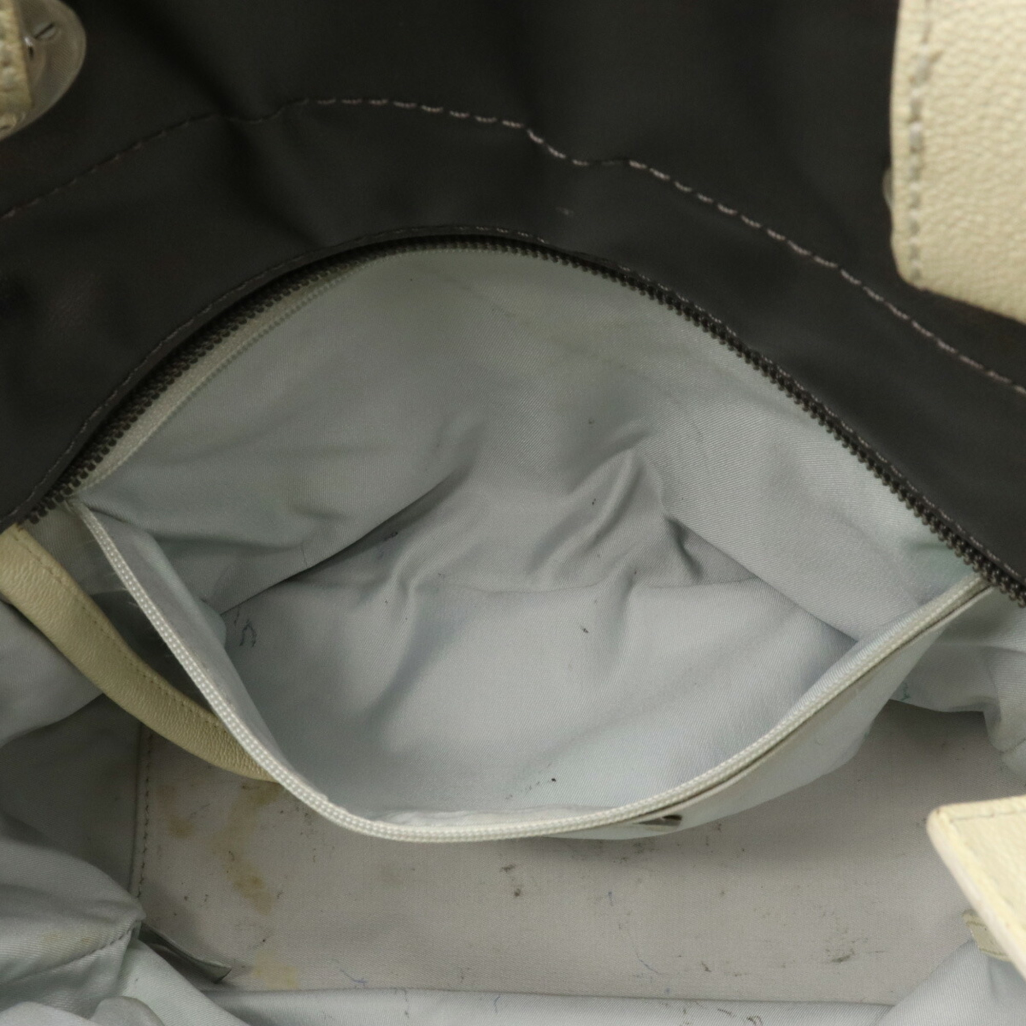 CHANEL Chanel Paris Biarritz Tote PM Bag Shoulder Cocomark Charm Leather Canvas Silver White A34208