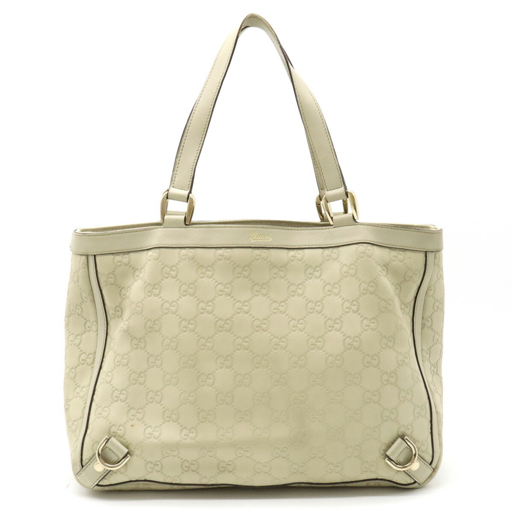 GUCCI Gucci Shima Abbey Line Tote Bag Handbag Leather Light Beige