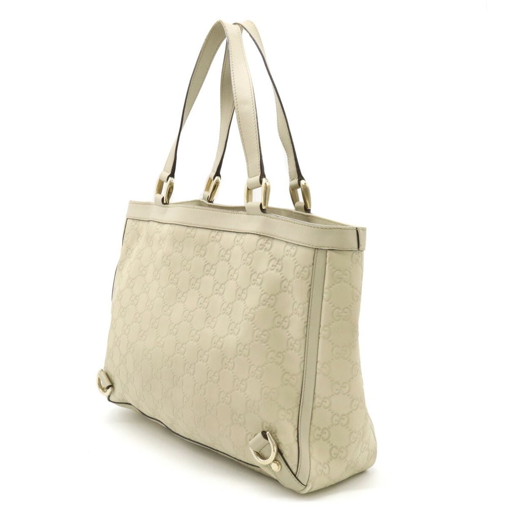 GUCCI Gucci Shima Abbey Line Tote Bag Handbag Leather Light Beige