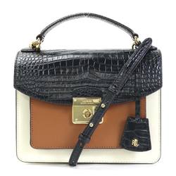 Ralph Lauren LAUREN RALPH shoulder bag embossed leather/leather black x brown ivory ladies h29443f